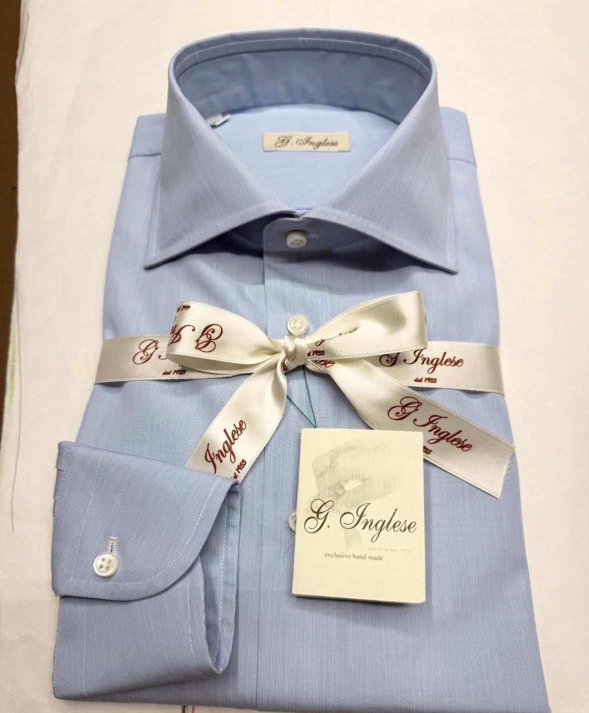 Chemise bleu ciel en twill fin