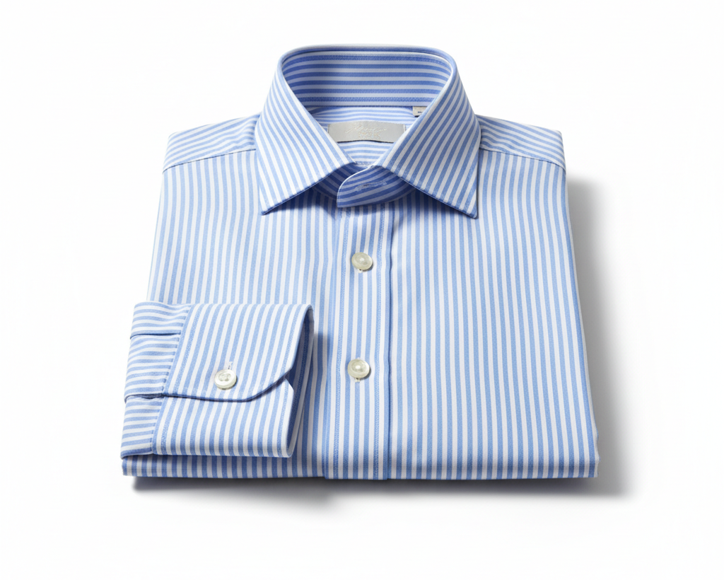 Chemise Rayée Bleu Ciel En Popeline 120/2