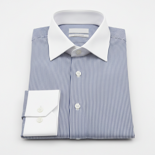 Chemise double ton blanc marine